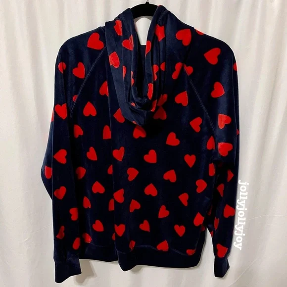 SET: Torrid Velour Hearts Navy & Red Zip Front Sleep Hoodie/Bootcut Pants 2X - Picture 6 of 16